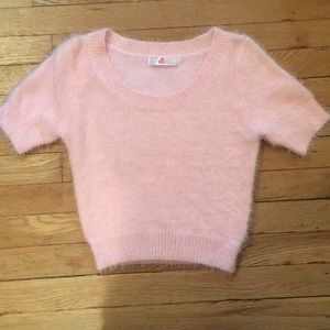 American Apparel Fuzzy Pink Crop Top